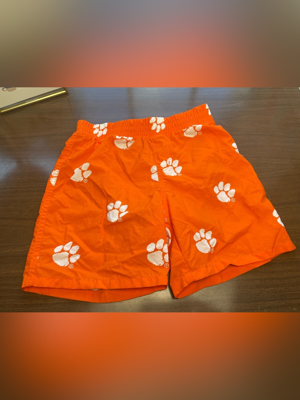 Columbia Orange Swim Trunks with White Paw Print